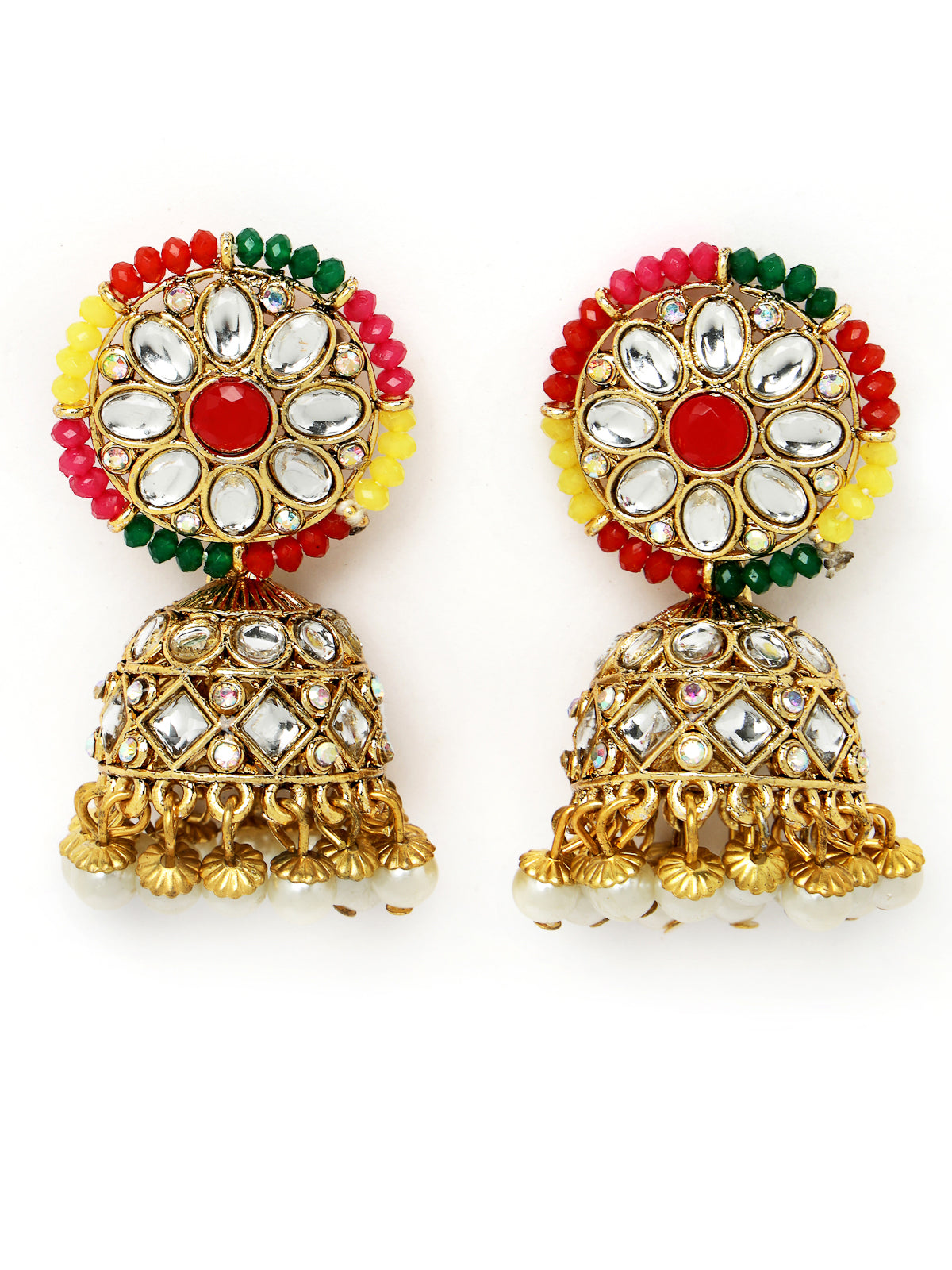 Sukkhi Sporty Gold Plated Multi Kundan & Beads Choker Necklace Set With Jhumki Earring And Maangtika | Jewellery Set For Women (NS105519)