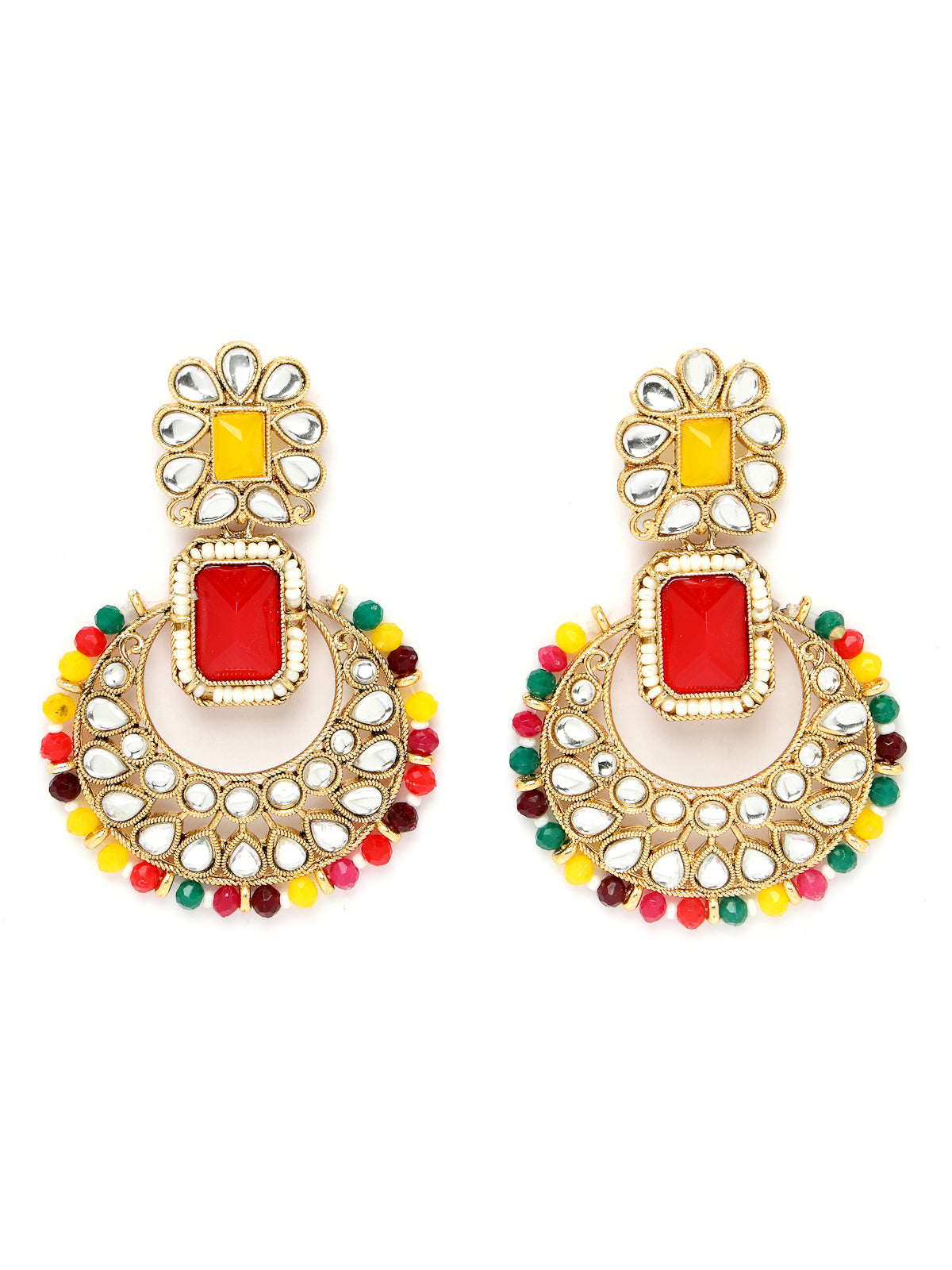 Sukkhi Affordable Squared Style Multi Kundan & Beads Choker Necklace Set With Earring And Maangtika | Jewellery Set For Women (NS105523)