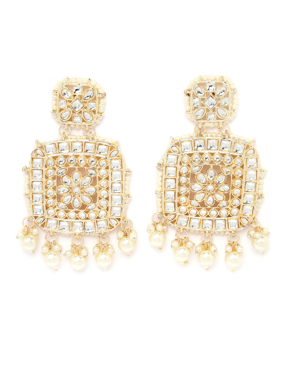 Sukkhi Adjustable Gold Plated White Kundan & Beads Choker Necklace Set With Earring And Maangtika | Jewellery Set For Women (NS105528)