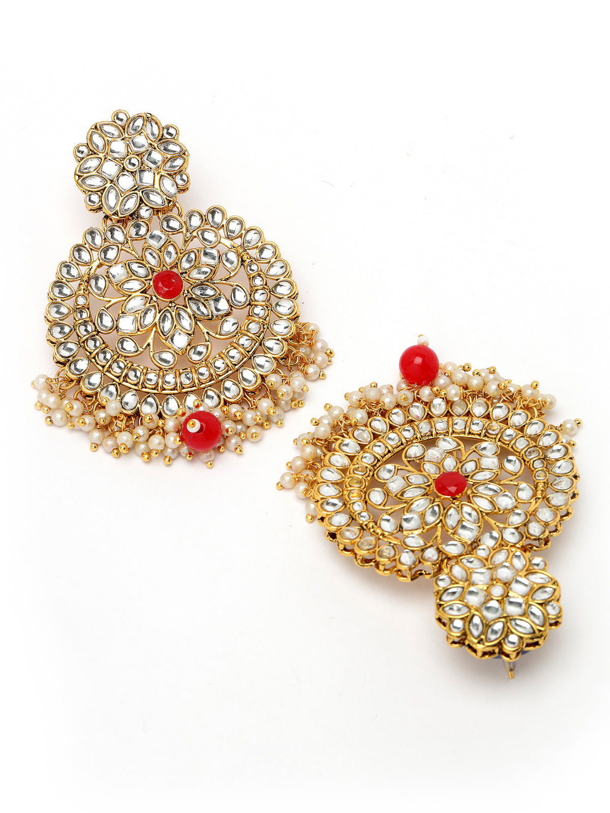 Sukkhi Alluring Traditional Gold Plated Red Kundan & Beaded Floral Long Necklace Set With Earring And Maangtika | Jewellery Set For Women (NS105538)