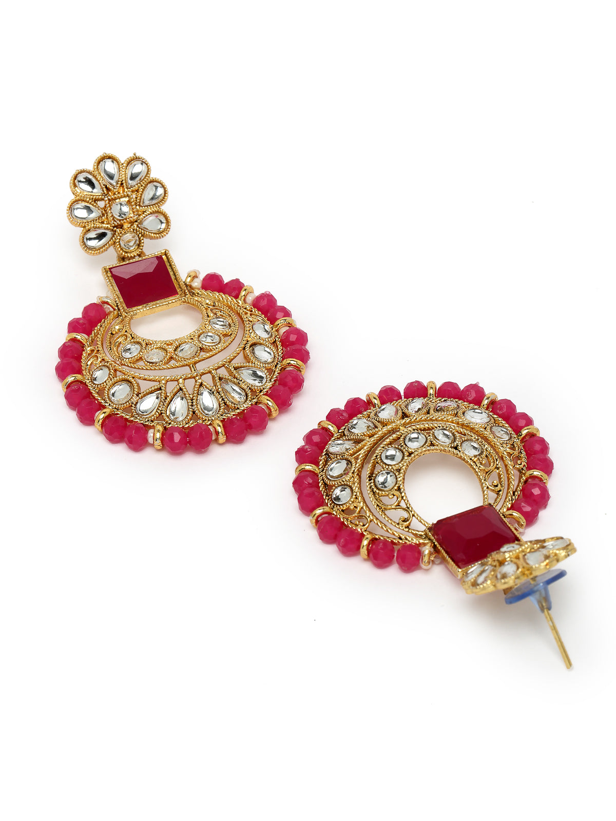 Sukkhi Classical Traditional Gold Plated Rani Pink Kundan & Beads Choker Necklace Set With Earring And Maangtika | Jewellery Set For Women (NS105551)