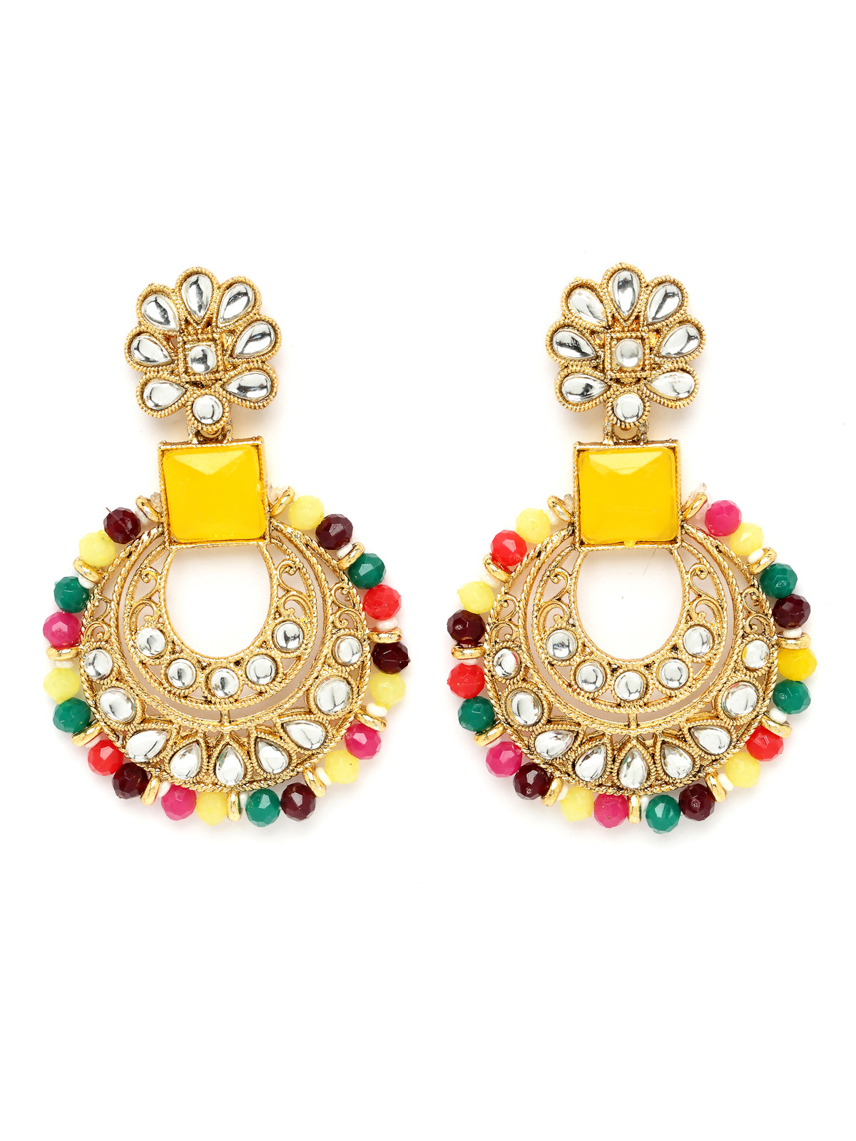 Sukkhi Classical Traditional Gold Plated Multicolor Kundan & Beads Choker Necklace Set With Earring And Maangtika | Jewellery Set For Women (NS105554)