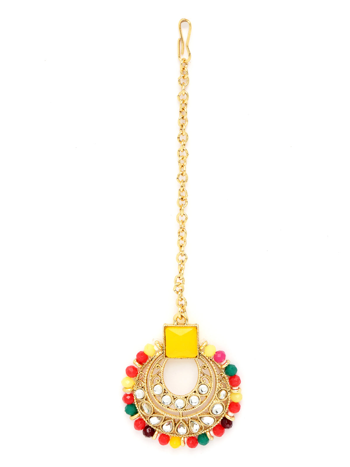 Sukkhi Classical Traditional Gold Plated Multicolor Kundan & Beads Choker Necklace Set With Earring And Maangtika | Jewellery Set For Women (NS105554)