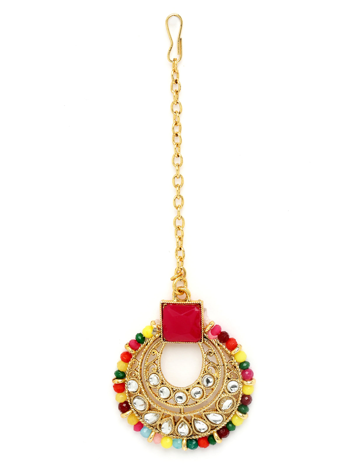 Sukkhi Ethnic Traditional Gold Plated Multicolor Kundan & Beads Choker Necklace Set With Earring And Maangtika | Jewellery Set For Women (NS105555)