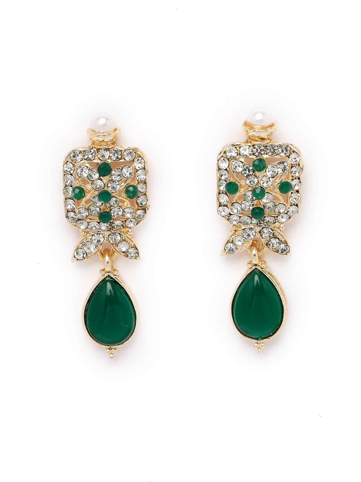 Sukkhi Antique Gold Plated Green AD Stones & Beads Choker Necklace Set With Earring And Maangtika | Jewellery Set For Women (NS105562)