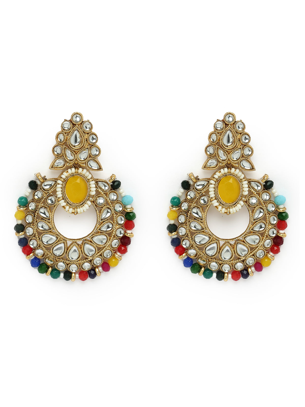 Sukkhi Delightful Trendy Gold Plated Multi Kundan & Beads Choker Necklace Set With Earring And Maangtika | Jewellery Set For Women (NS105575)