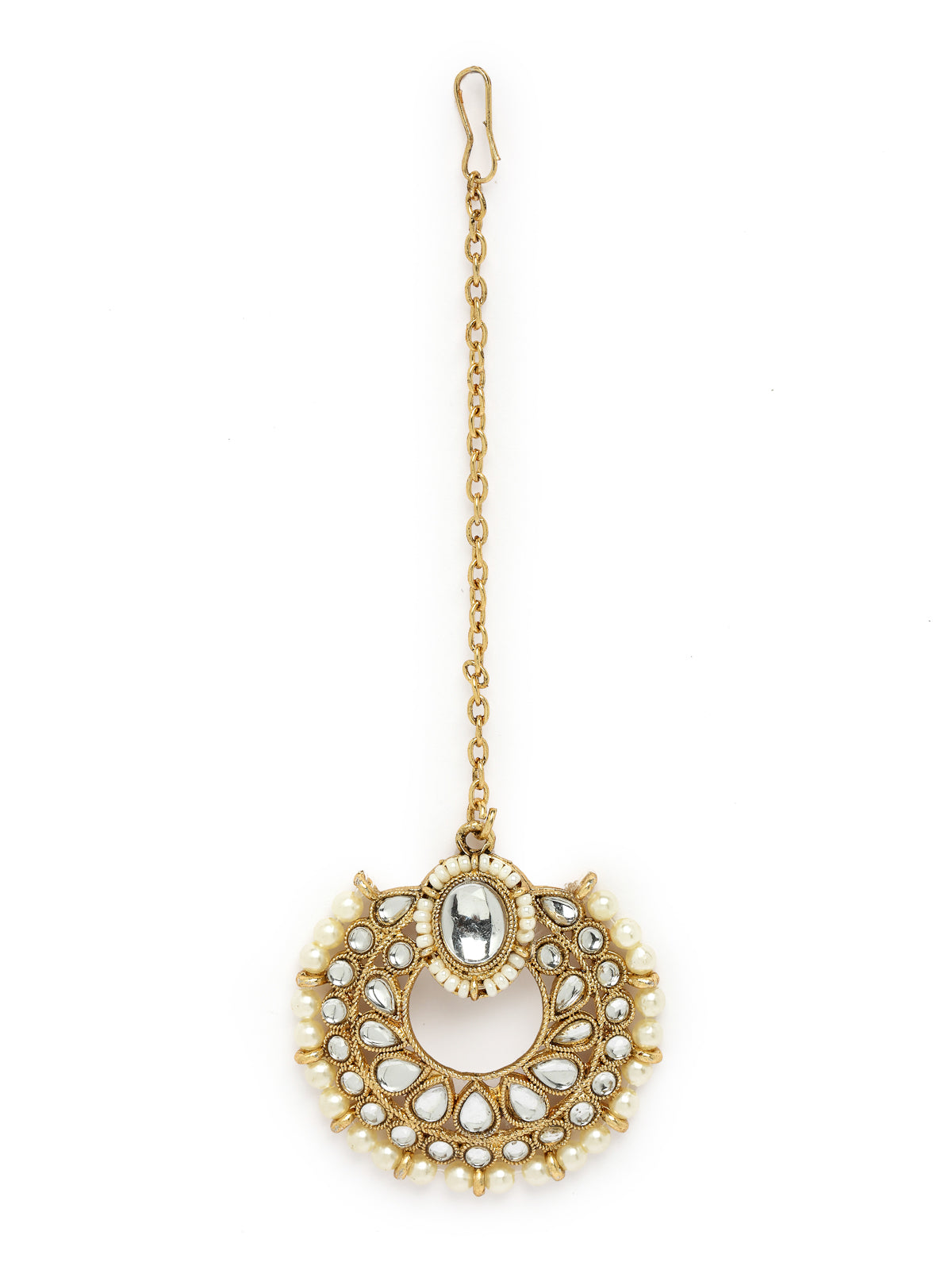 Sukkhi Delightful Trendy Gold Plated White Kundan & Beads Choker Necklace Set With Earring And Maangtika | Jewellery Set For Women (NS105576)