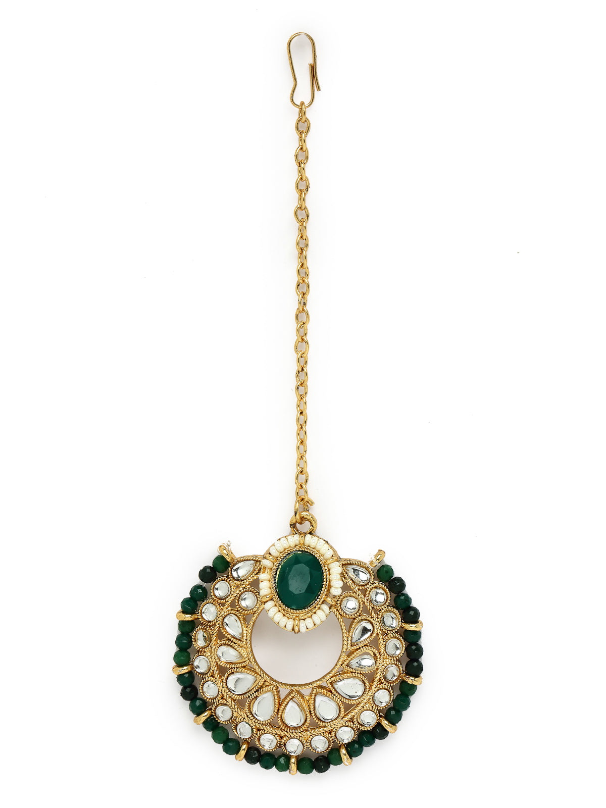 Sukkhi Delightful Trendy Gold Plated Green Kundan & Beads Choker Necklace Set With Earring And Maangtika | Jewellery Set For Women (NS105577)