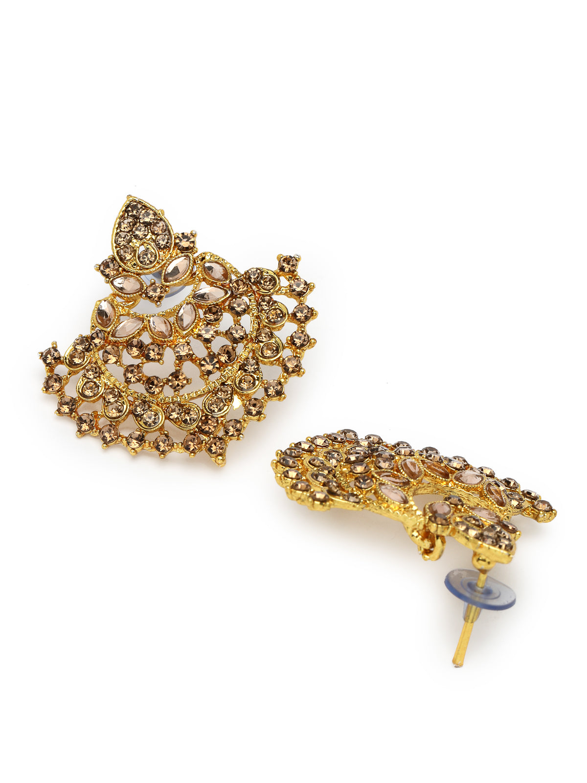 Sukkhi Graceful Curve Shaped Gold Plated LCT AD Stone Choker Necklace Set With Earring And Maangtika | Jewellery Set For Women (NS105578)