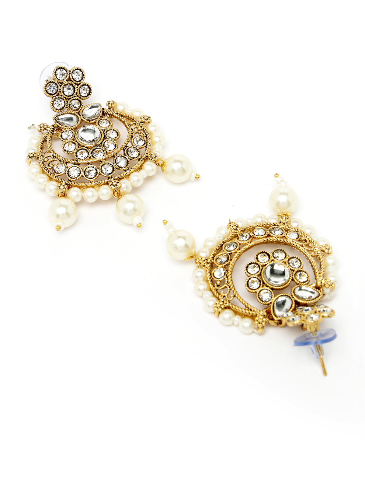 Sukkhi Pretty Traditional Style Gold Plated White Kundan & Beads Choker Necklace Set With Earring And Maangtika | Jewellery Set For Women (NS105582)