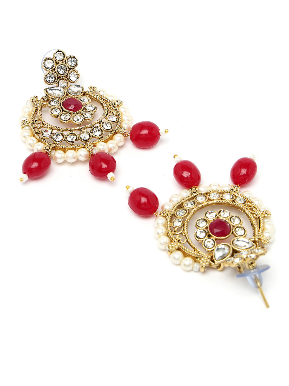Sukkhi Pretty Traditional Style Gold Plated Red Kundan & Beads Choker Necklace Set With Earring And Maangtika | Jewellery Set For Women (NS105584)