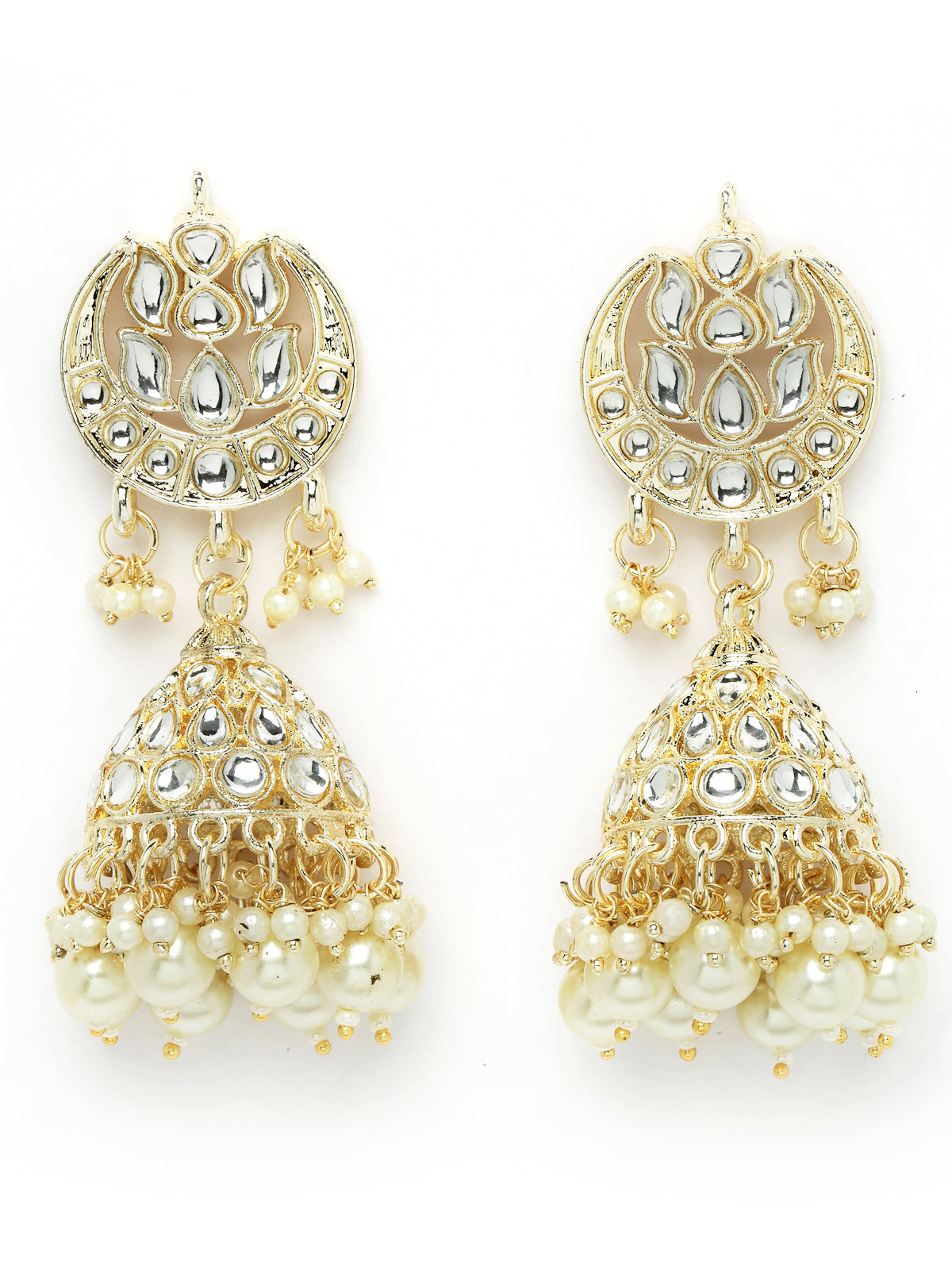 Sukkhi Industrial Gold Plated AD White Stones & Beads Collar Bone Necklace Set With Earring And Maangtika | Jewellery Set For Women (NS105587)