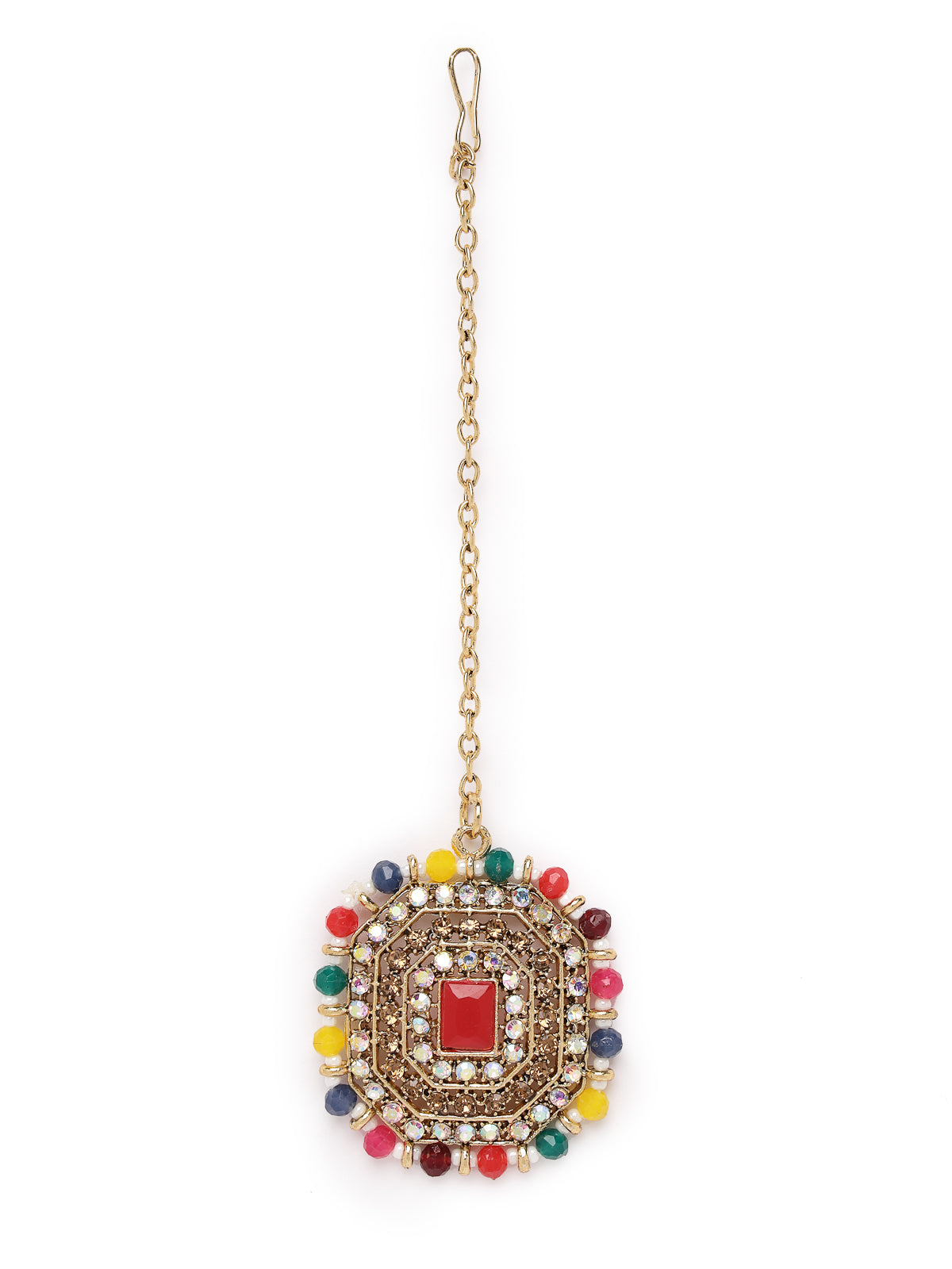 Sukkhi Decent Traditional Multicolor Kundan & Beads Choker Necklace Set With Earring And Maangtika | Jewellery Set For Women (NS105592)