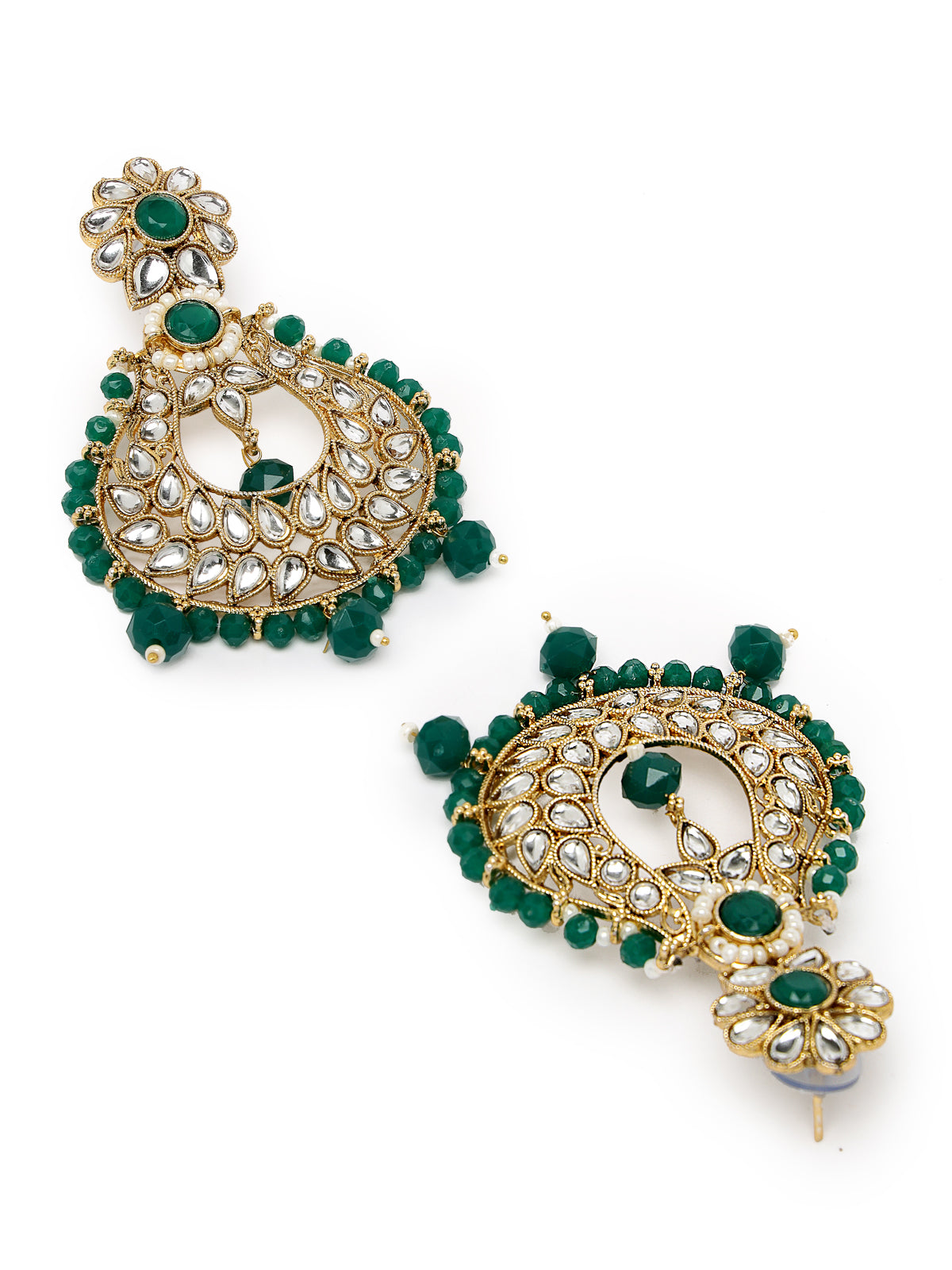 Sukkhi Delightful Round Shaped Gold Plated Green Kundan & Beads Choker Necklace Set With Earring And Maangtika | Jewellery Set For Women (NS105598)