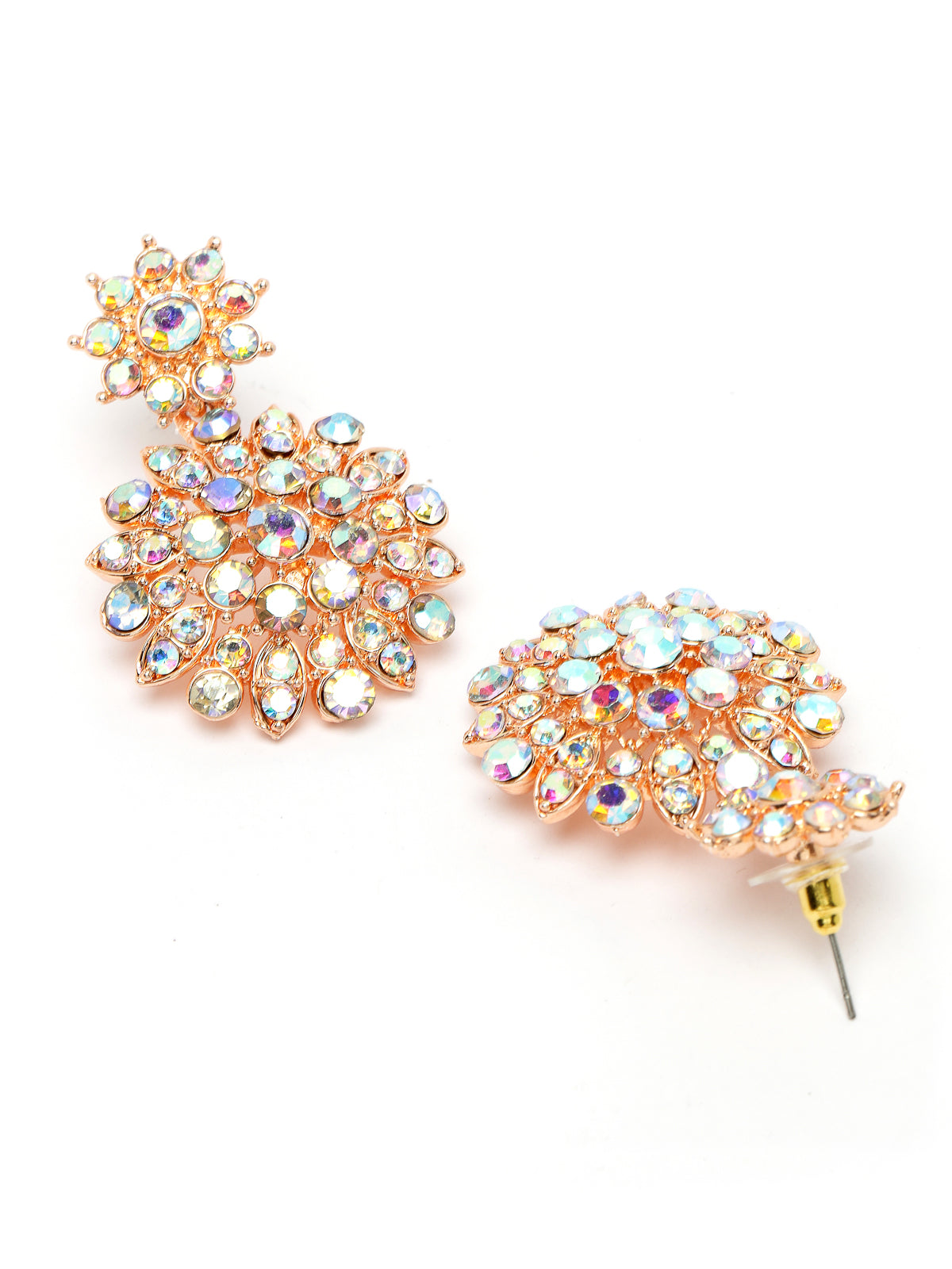 Sukkhi Delightly Rose Gold Plated Rainbow Stone Collar Bone Necklace Set With Earring And Maangtika | Jewellery Set For Women (NS105600)