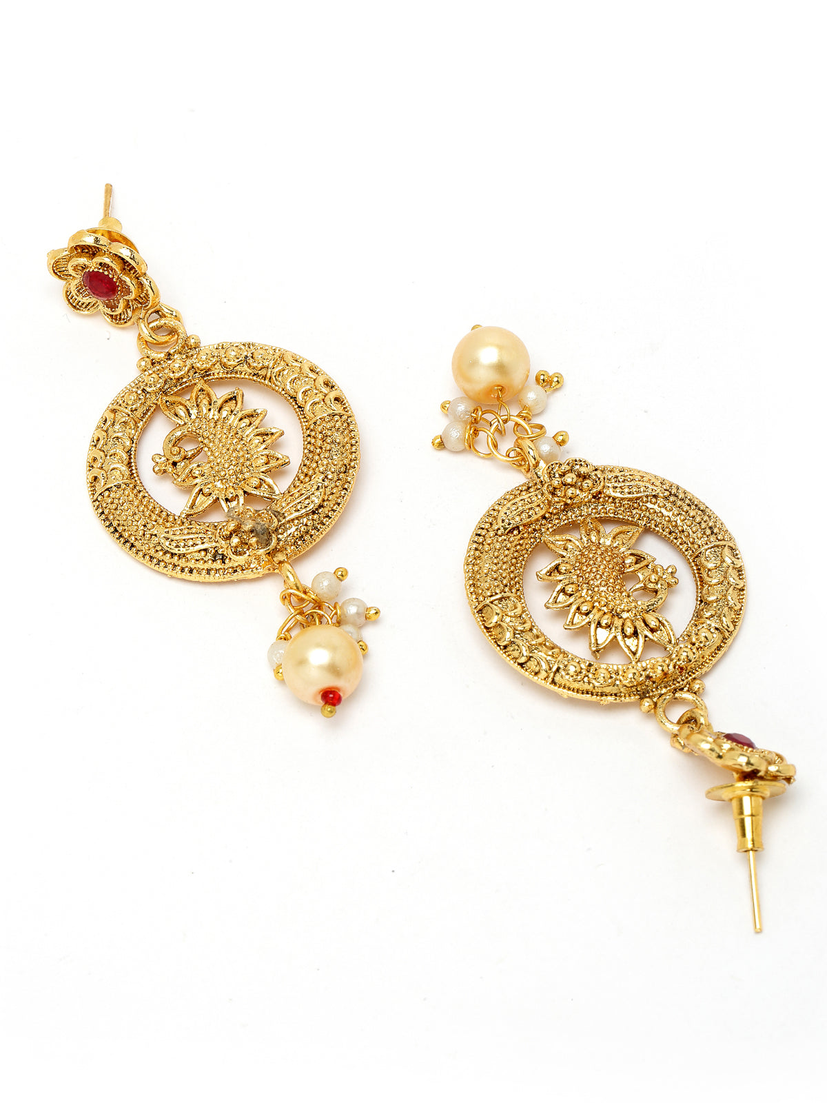 Sukkhi Aesthetic Gold Plated Copper Beads Collar Bone Necklace Set And Earring | Jewellery Set For Women (NS105617)