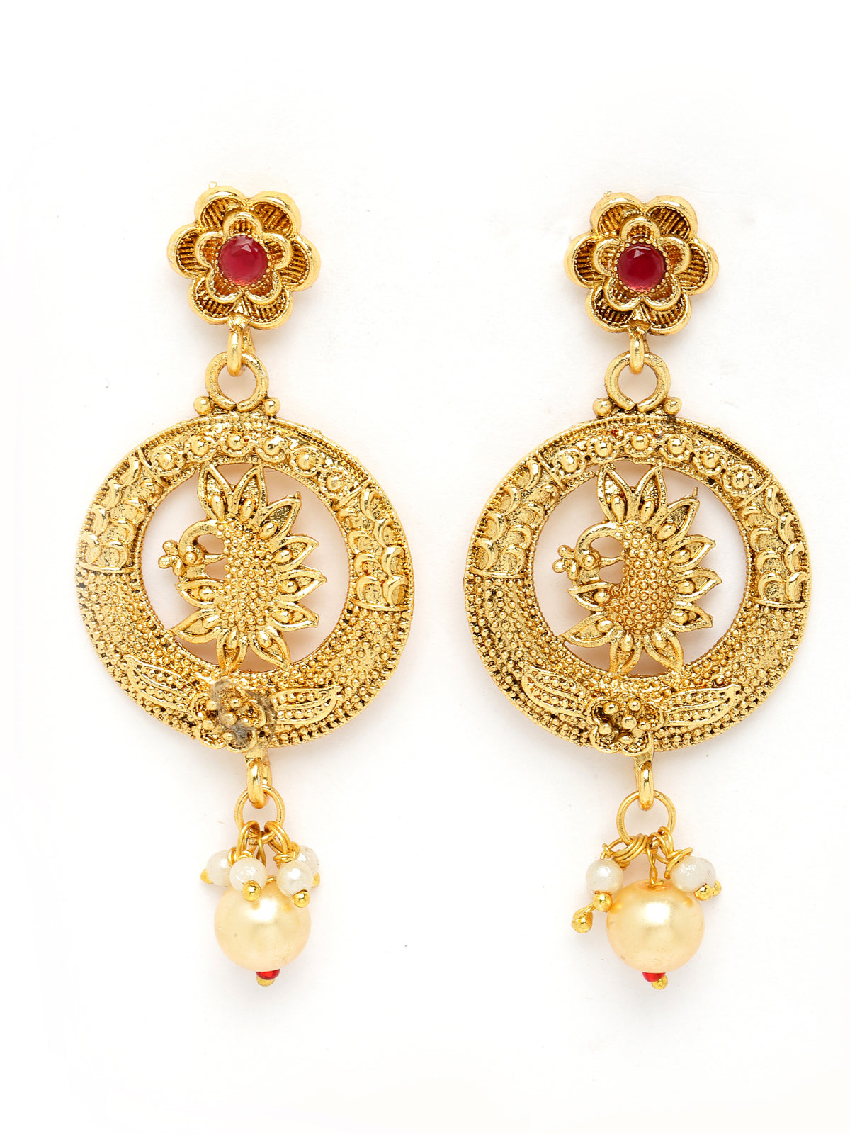 Sukkhi Aesthetic Gold Plated Copper Beads Collar Bone Necklace Set And Earring | Jewellery Set For Women (NS105617)