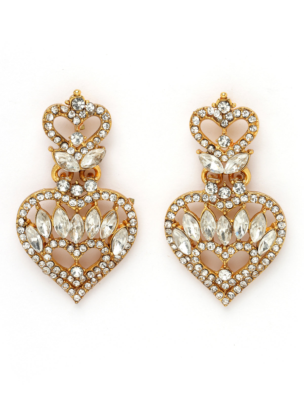 Sukkhi Wonderful Gold Plated AD White Stone Collar Bone Necklace Set With Earring And Maangtika | Jewellery Set For Women (NS105620)