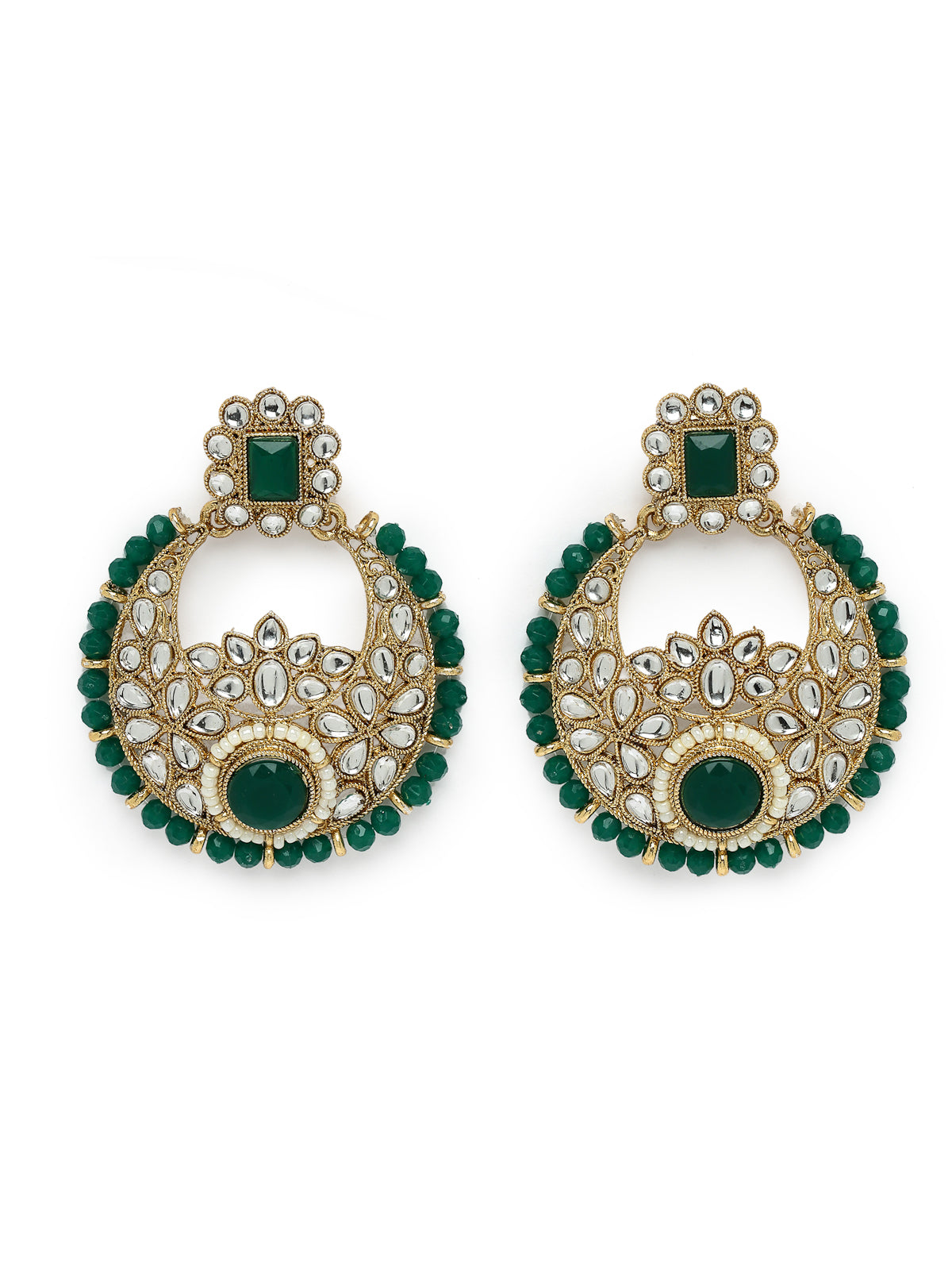 Sukkhi Fashion-Forward Gold Plated Green Kundan & Beads Choker Necklace Set With Earring And Maangtika | Jewellery Set For Women (NS105626)