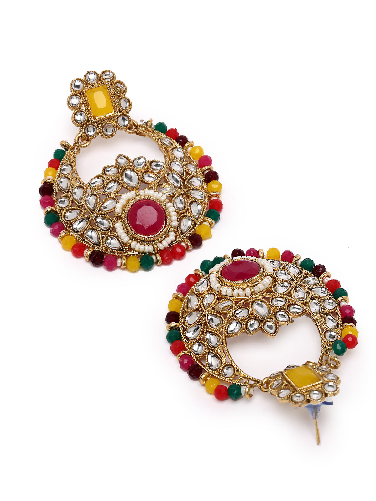 Sukkhi Fashion-Forward Gold Plated Multi Kundan & Beads Choker Necklace Set With Earring And Maangtika | Jewellery Set For Women (NS105629)