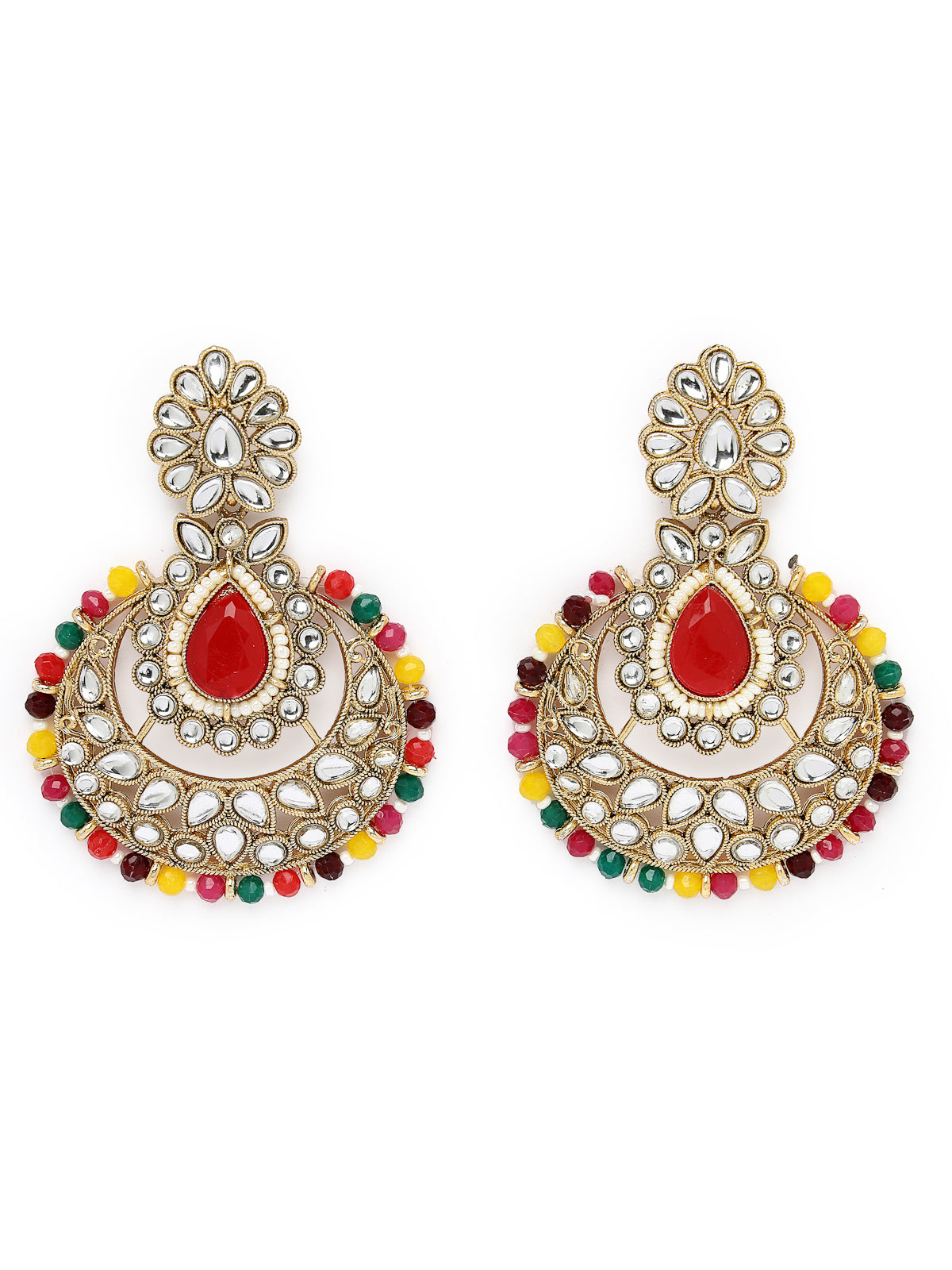 Sukkhi Incredible Drop Shaped Multicolor Kundan & Beads Choker Necklace Set With Earring And Maangtika | Jewellery Set For Women (NS105632)