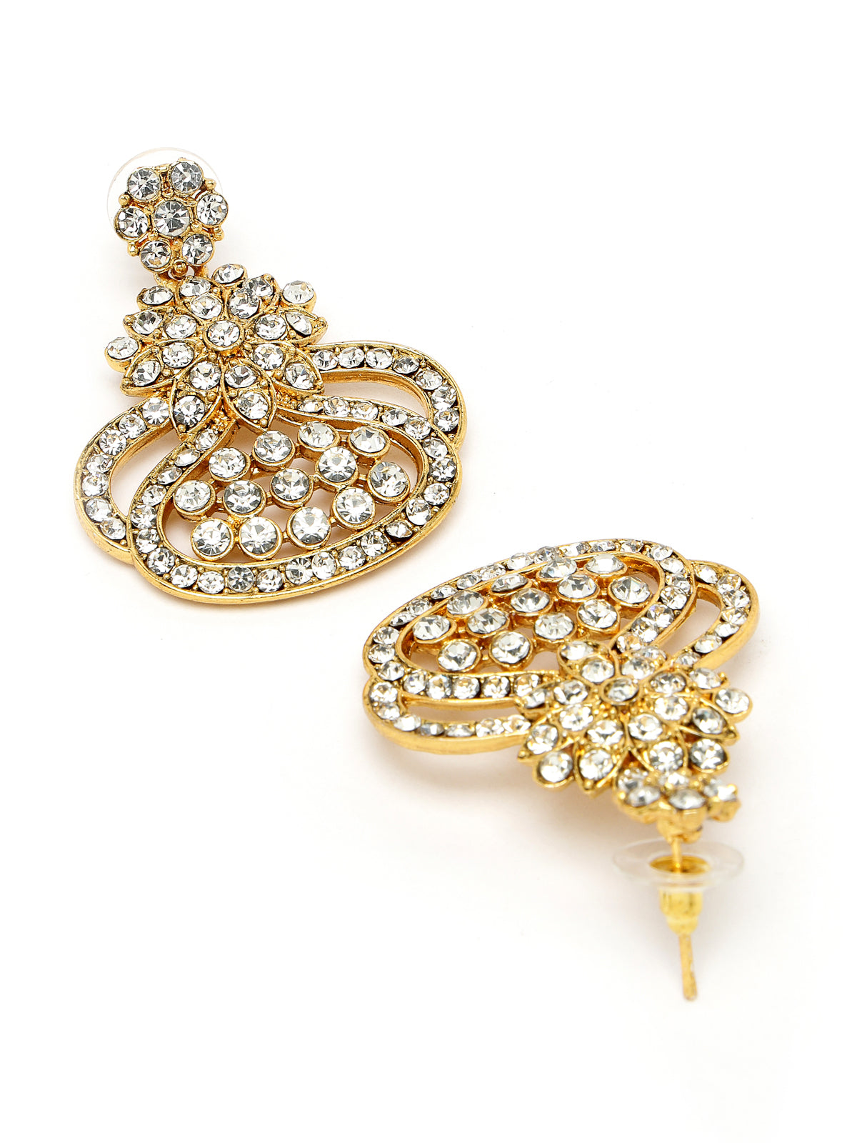 Sukkhi Soothing Gold Plated AD White Stone Collar Bone Necklace Set With Earring And Maangtika | Jewellery Set For Women (NS105636)