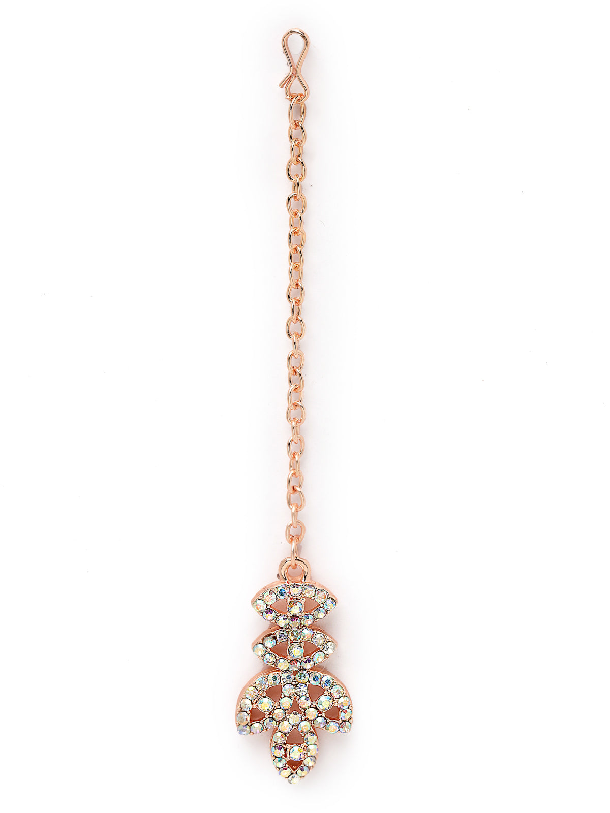 Sukkhi Lovely Rose Gold Plated Rainbow Stone Collar Bone Necklace Set With Earring And Maangtika | Jewellery Set For Women (NS105640)