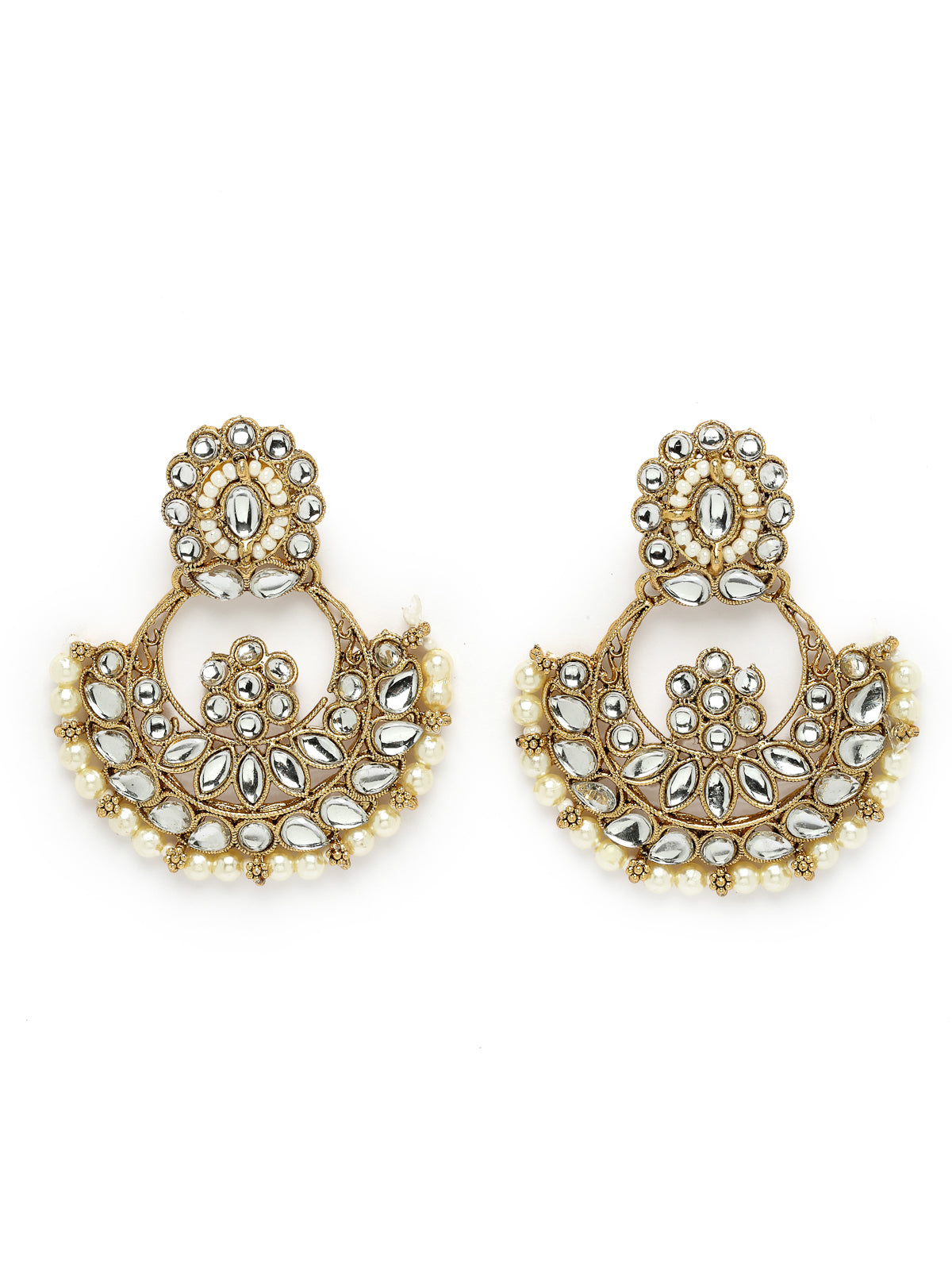 Sukkhi Sophisticated Traditional Looked White Stone Choker Necklace Set With Chandbali Earring And Mangtikka | Jewellery For Women (NS105651)