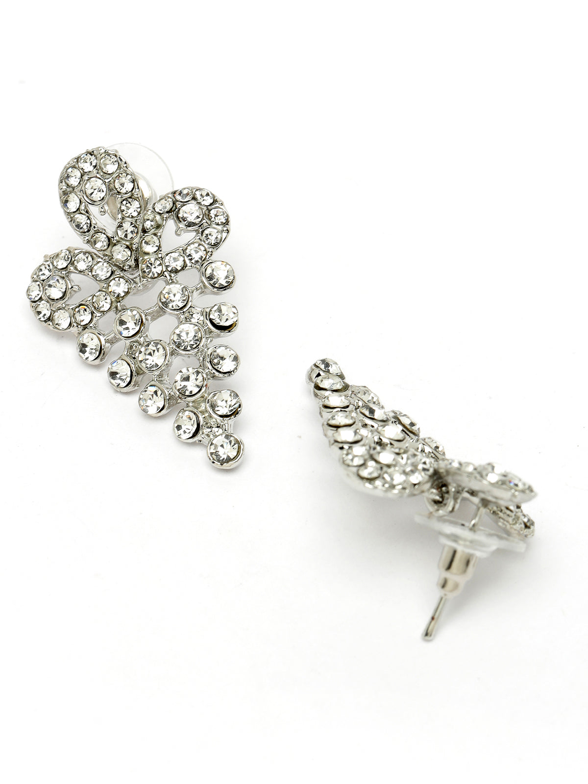 Sukkhi Fanciable Rhodium Plated Silver AD White Stone Collar Bone Necklace Set With Earring And Maangtika | Jewellery Set For Women (NS105666)