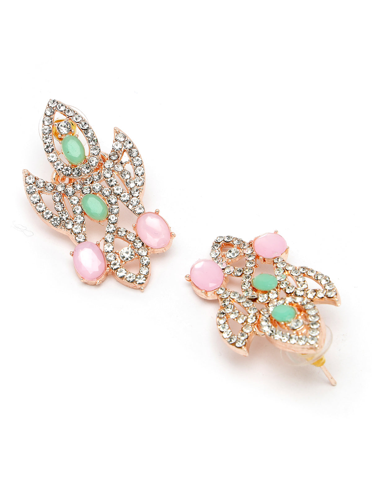 Sukkhi Admirable Fashionable AD Mint Green Stones Collar Bone Necklace Set With Earring And Maangtika | Jewellery Set For Women (NS105672)