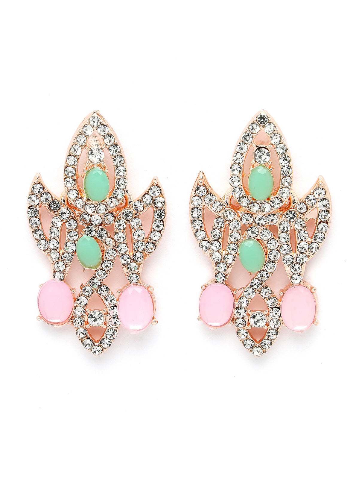 Sukkhi Admirable Fashionable AD Mint Green Stones Collar Bone Necklace Set With Earring And Maangtika | Jewellery Set For Women (NS105672)