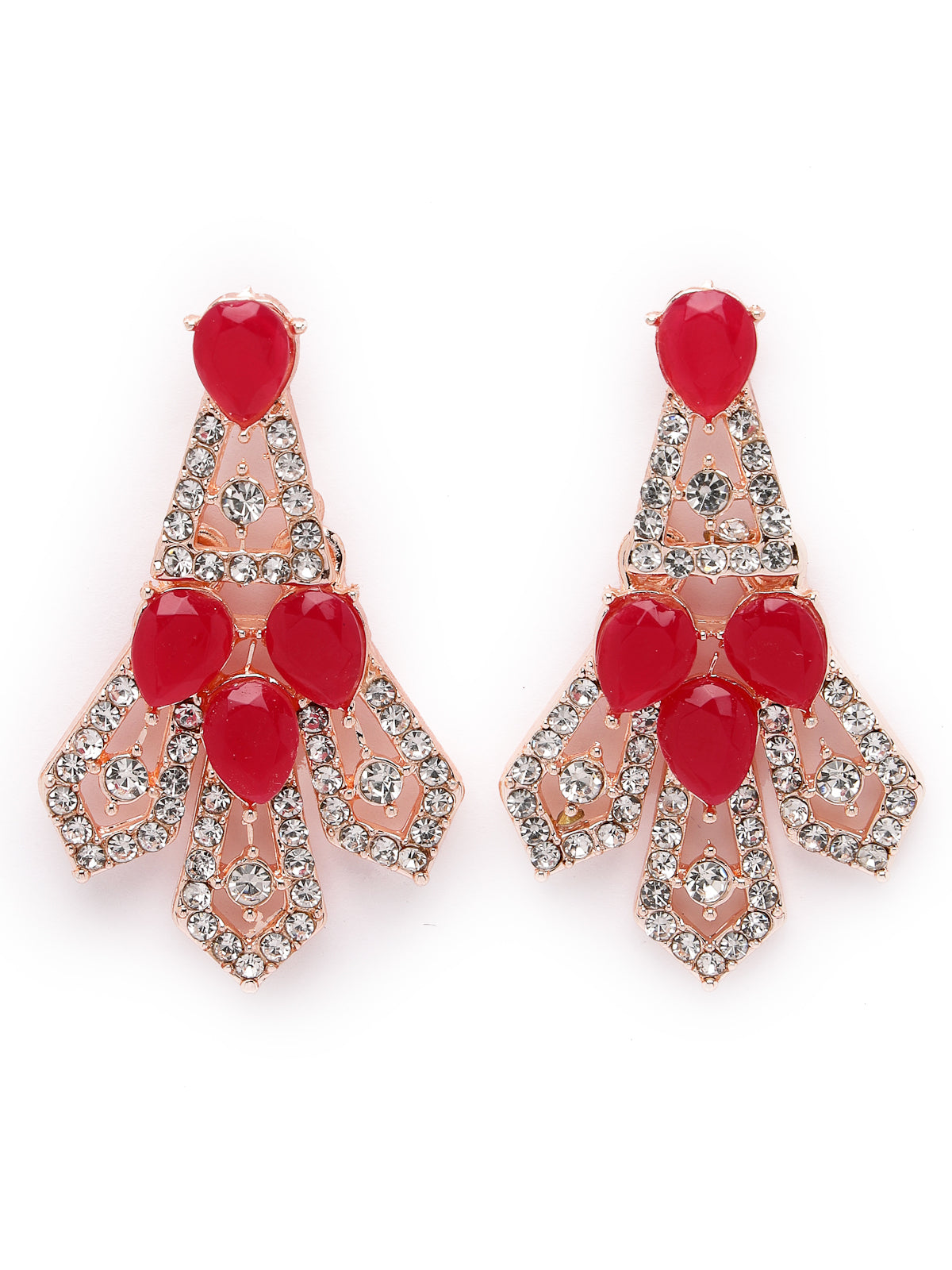 Sukkhi Admirable Fashionable AD Red Stones Collar Bone Necklace Set With Earring And Maangtika | Jewellery Set For Women (NS105675)