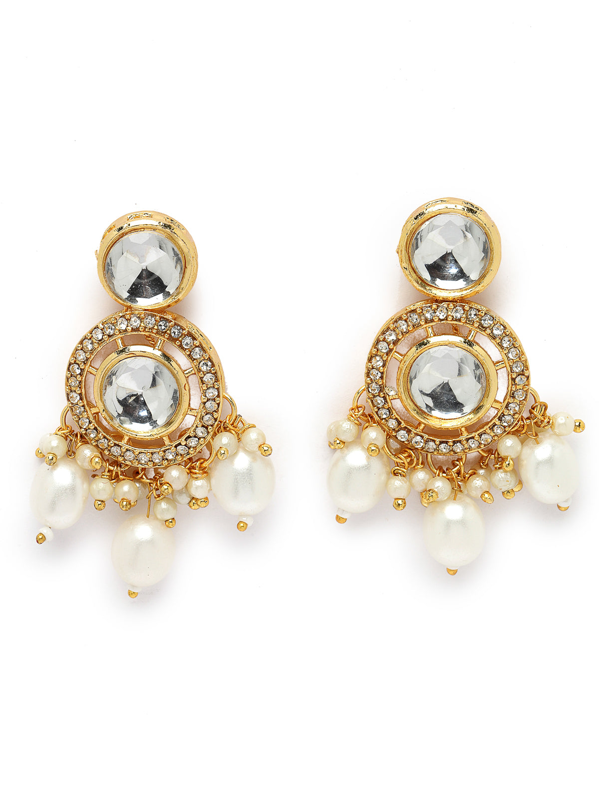Sukkhi Favourite Gold-Plated With AD White Stones Collar Bone Necklace Set With Stylish Earrings | Jewellery Set For Women (NS105676)