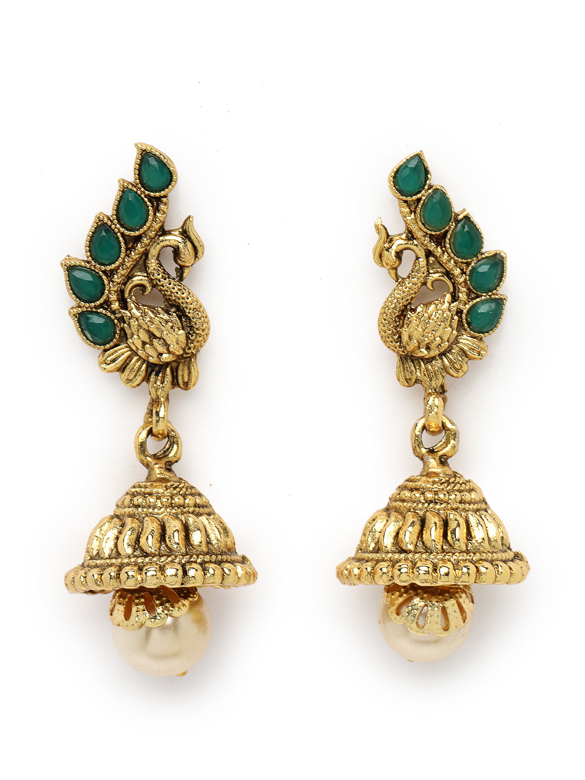 Sukkhi Eye-Catching Green Stone Multistring Long Necklace Set And Earring | Jewellery Set For Women (NS105681)