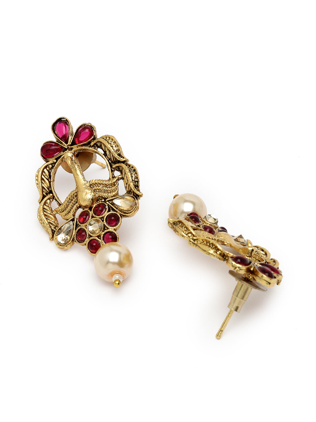 Sukkhi Indian Style Red Stones Multistring Long Necklace Set And Earring | Jewellery Set For Women (NS105687)