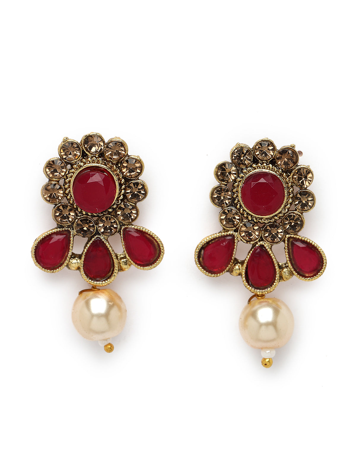 Sukkhi Eye-Catching Maroon Stone Multistring Long Necklace Set And Earring | Jewellery Set For Women (NS105688)