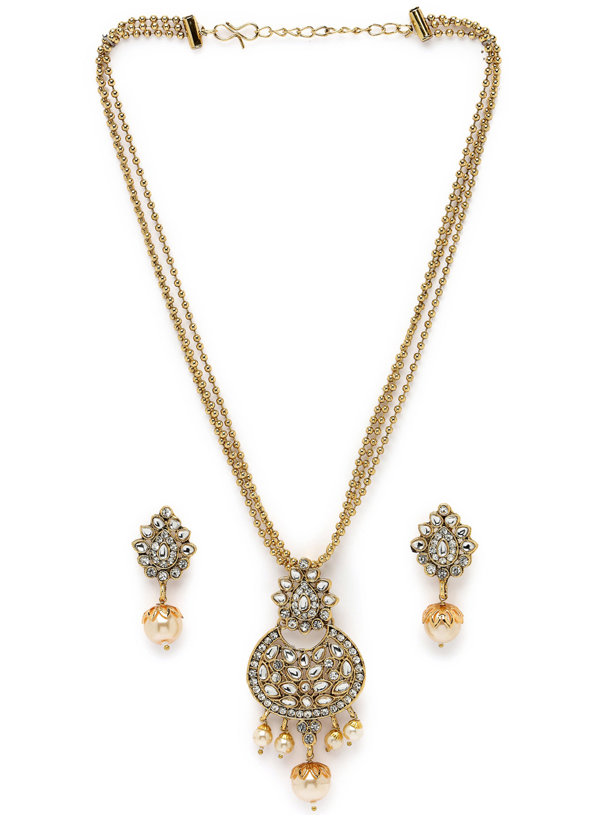 Sukkhi Eye-Catching White Stone Multistring Long Necklace Set And Earring | Jewellery Set For Women (NS105690)