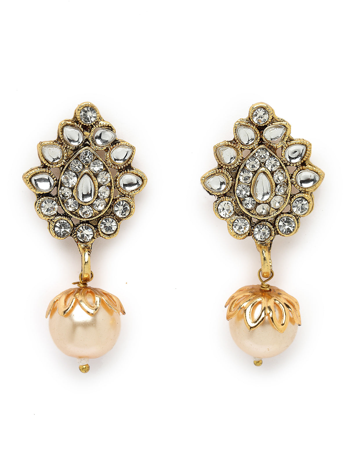 Sukkhi Eye-Catching White Stone Multistring Long Necklace Set And Earring | Jewellery Set For Women (NS105690)