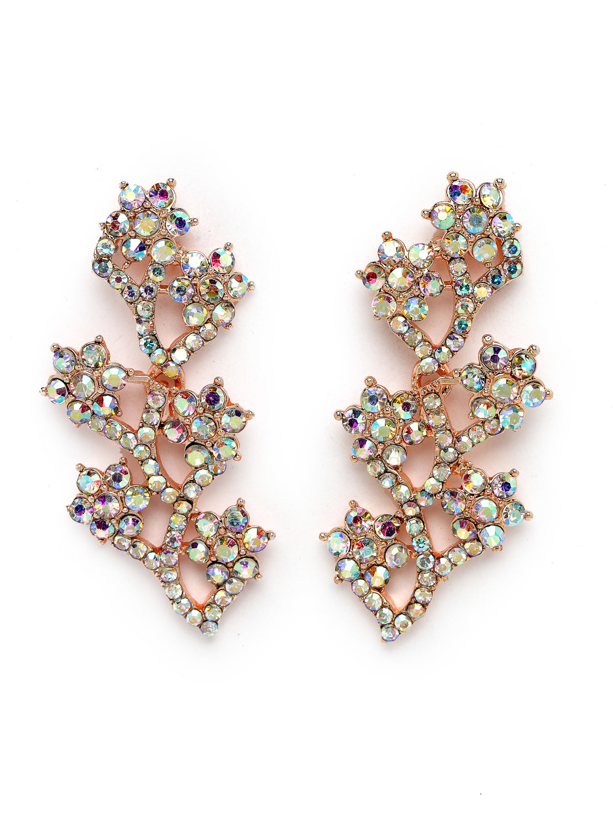 Sukkhi Summer-Ready Rose Gold Plated Rainbow Stones Collar Bone Necklace Set With Earring And Maangtika | Jewellery Set For Women (NS105695)