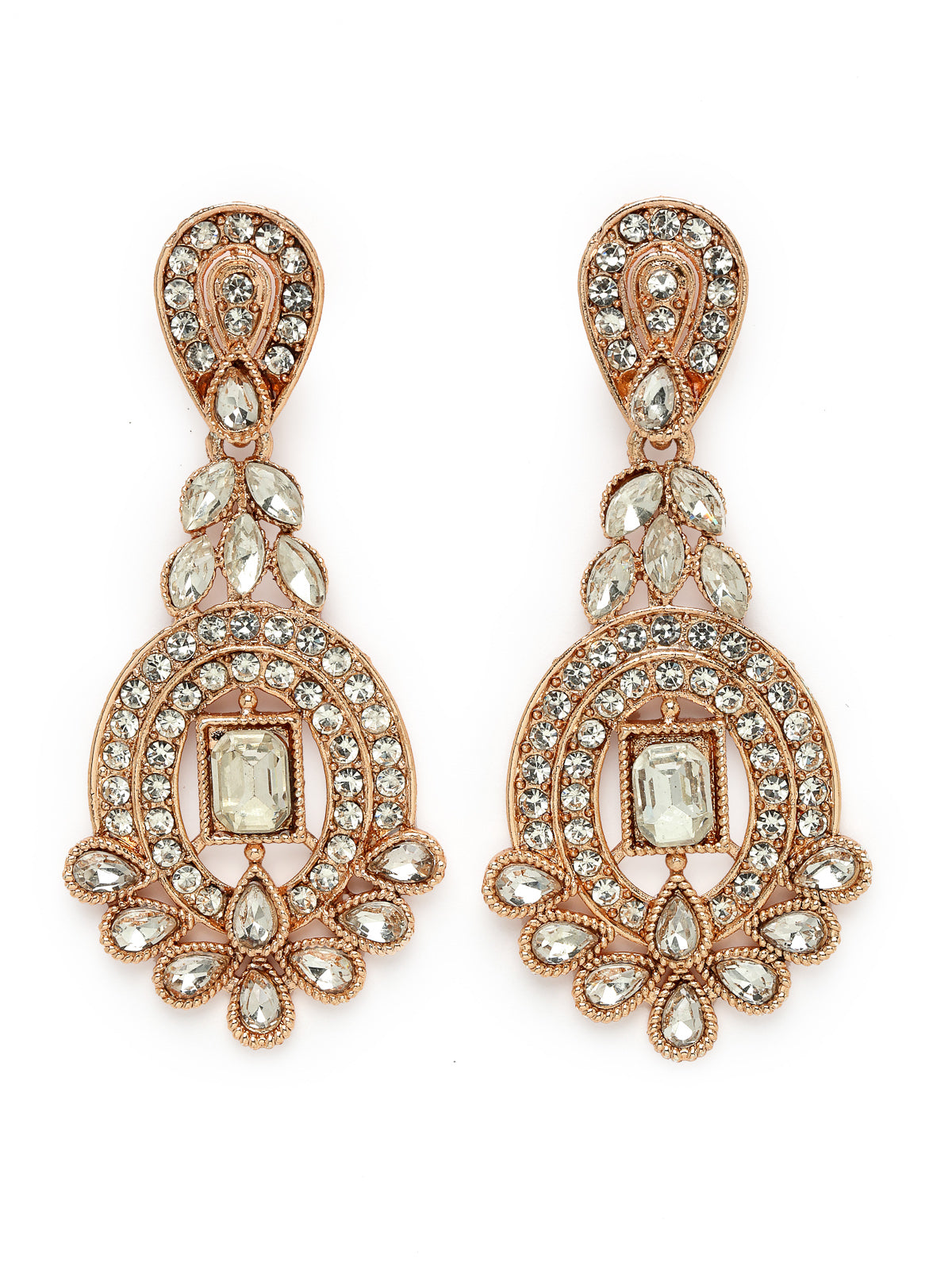 Sukkhi Creative Gold Plated AD Stone Collar Bone Necklace Set With Earring And Maangtika | Jewellery Set For Women (NS105699)