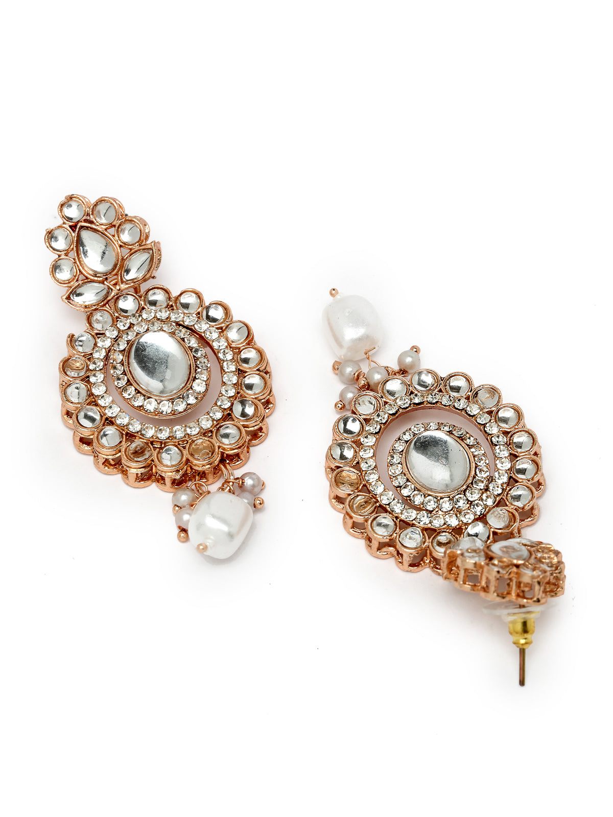 Sukkhi Traditional Gold Plated AD Stone Collar Bone Necklace Set With Earring And Maangtika | Jewellery Set For Women (NS105700)