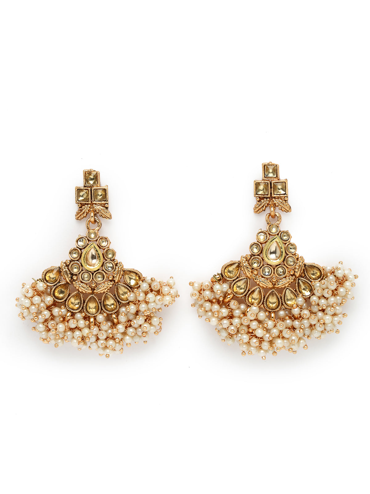 Sukkhi Ethnic Gold Plated Gold Kundan & Beads Copper Collar Bone Necklace Set With Earring And Maangtika | Jewellery Set For Women (NS105720)