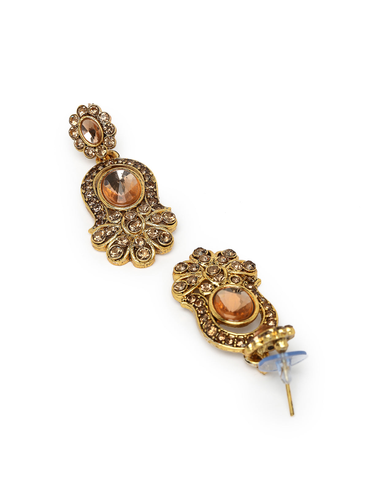 Sukkhi External Gold Plated AD Stone Collar Bone Necklace Set With Earring And Maangtika | Jewellery Set For Women (NS105722)