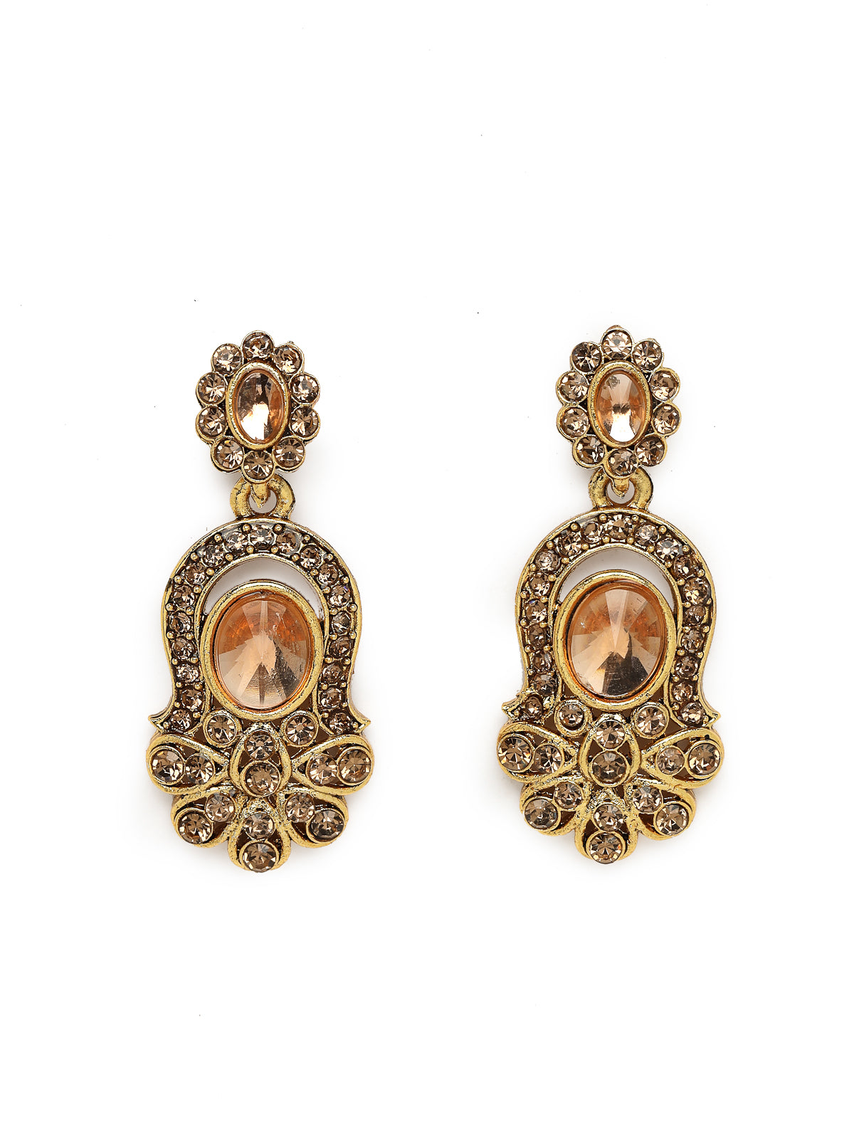 Sukkhi External Gold Plated AD Stone Collar Bone Necklace Set With Earring And Maangtika | Jewellery Set For Women (NS105722)