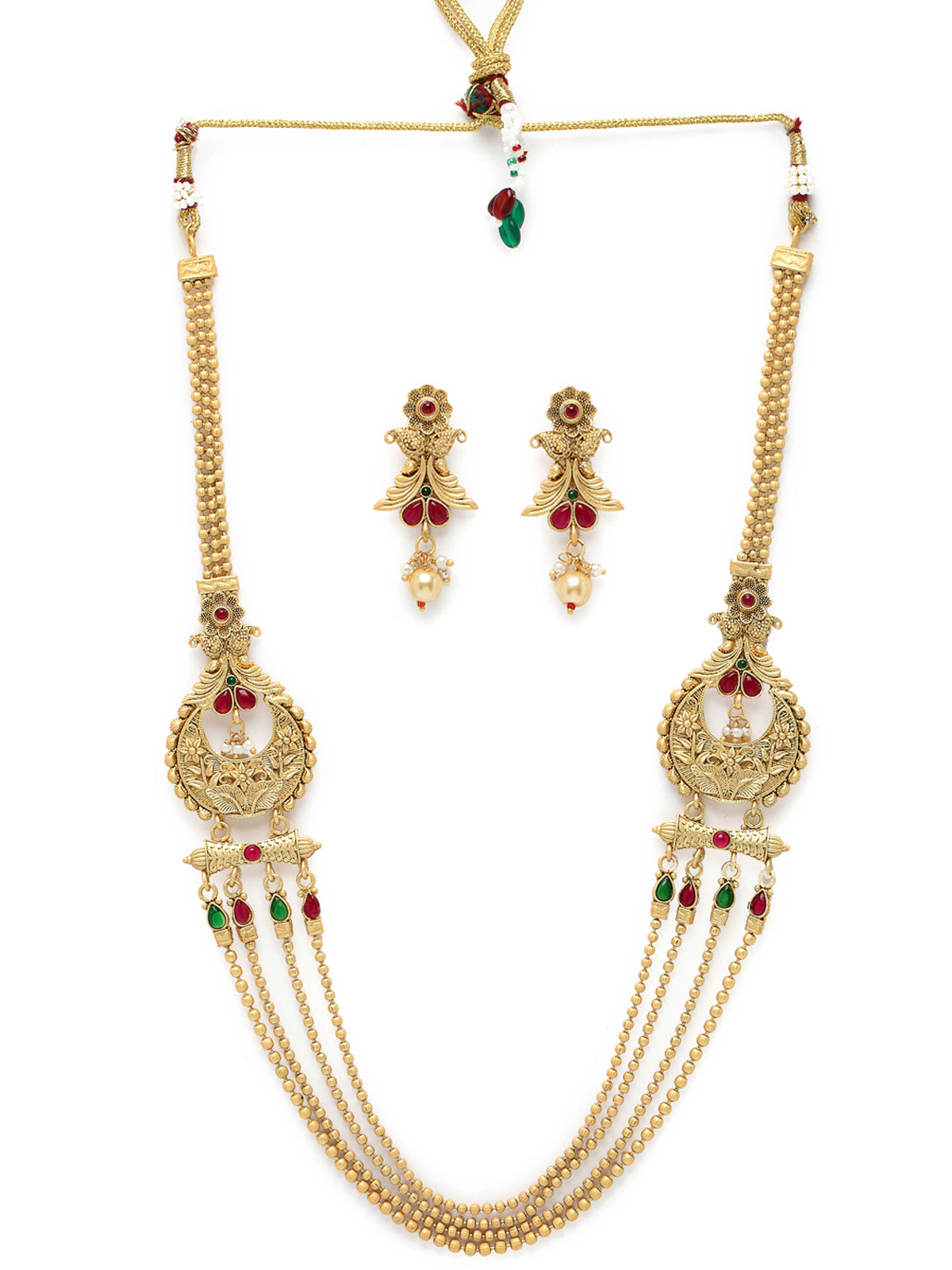 Sukkhi Impressive Gold Plated Rani Haar Long Multistring Necklace Set And Earring | Jewellery Set For Women (NS105725)