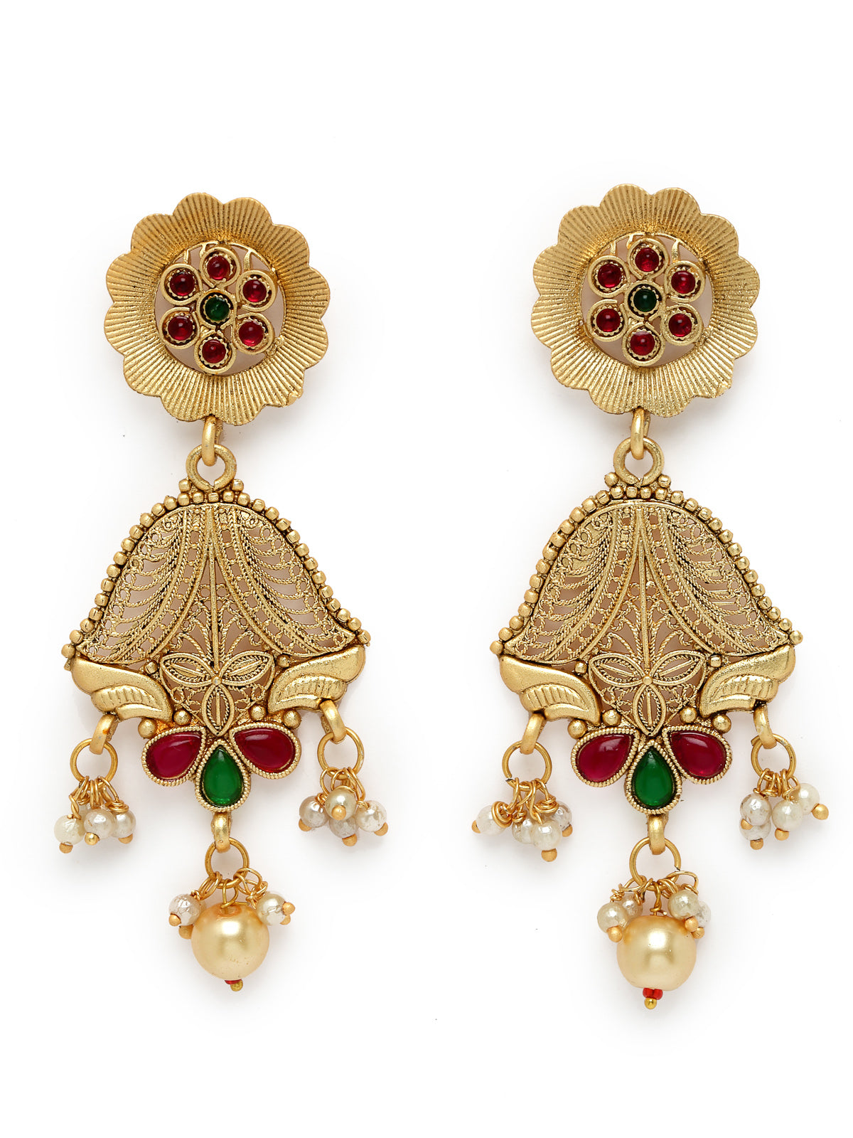 Sukkhi Natural Gold Plated Rani Haar Long Kundan Studded Multistring Necklace Set And Earring | Jewellery Set For Women (NS105728)