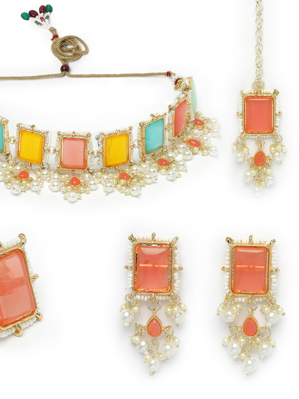 Studio Sukkhi Arresting Gold Plated Multi Beads Choker Necklace Set For Women NS105798