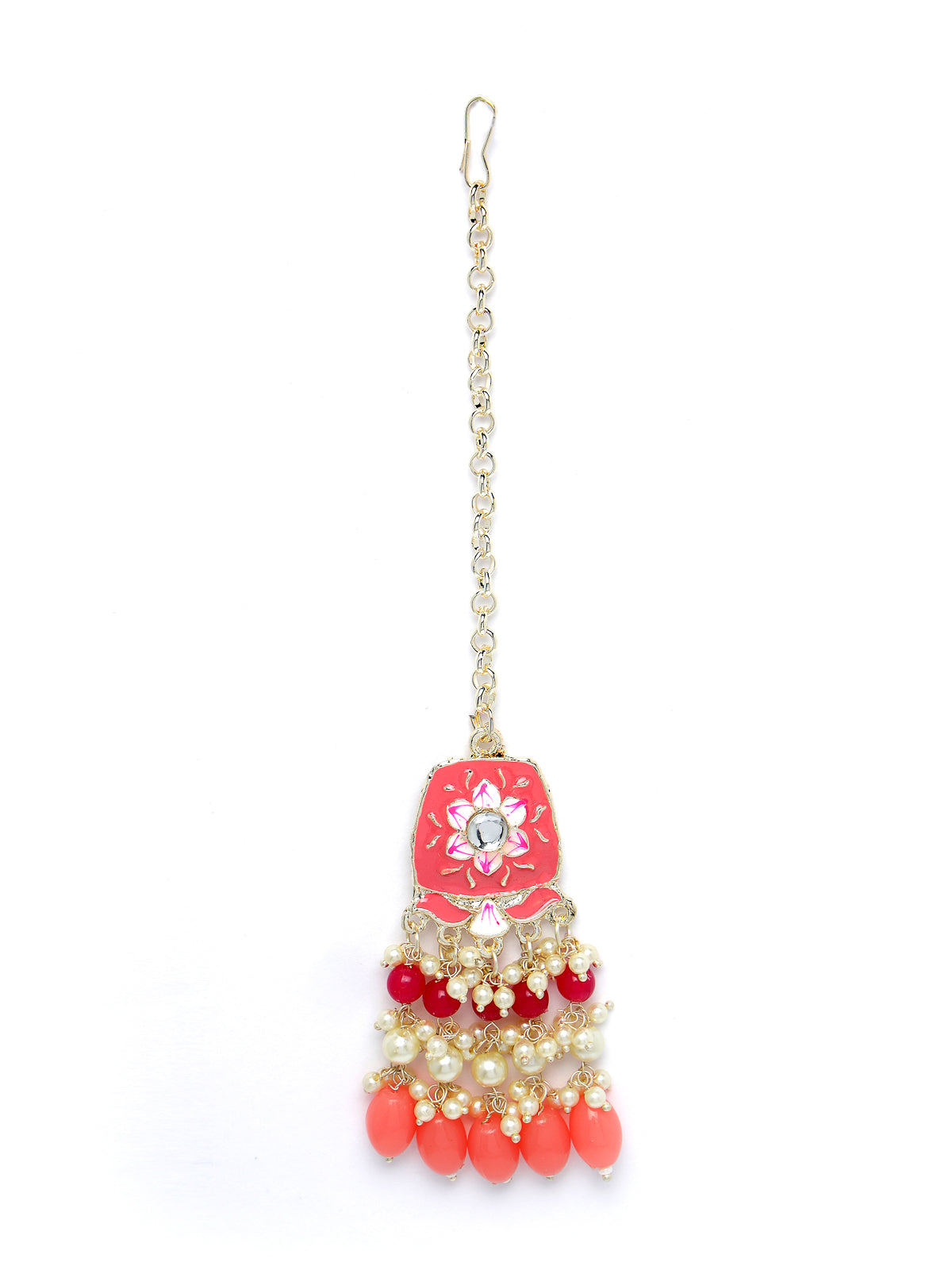 Studio Sukkhi Pleasing Gold Plated Pink & Peach Enamel Choker Necklace Set For Women NS105807