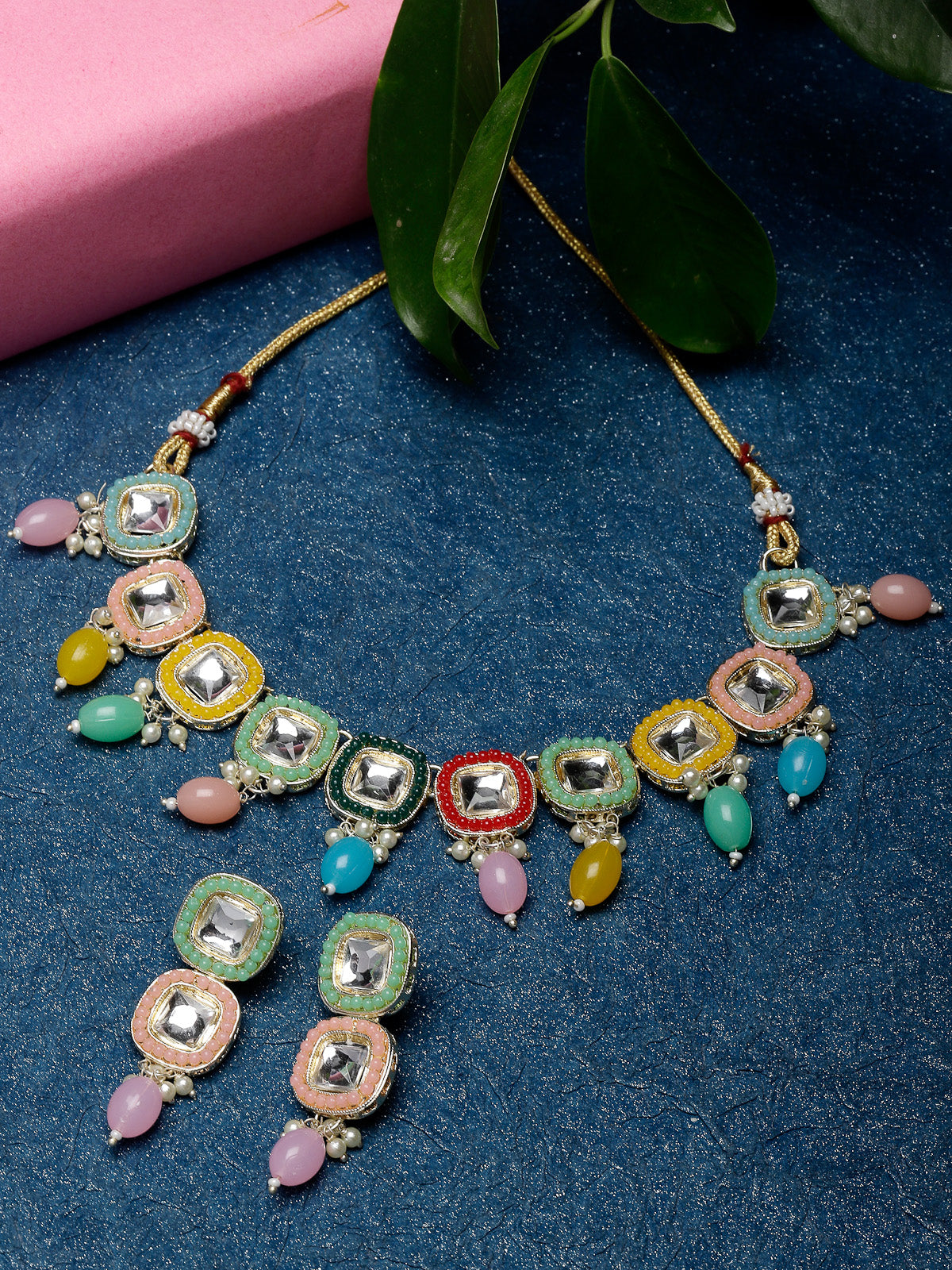 Studio Sukkhi Fanciable Gold Plated Multi Stone & Beads Choker Necklace Set For Women NS105809