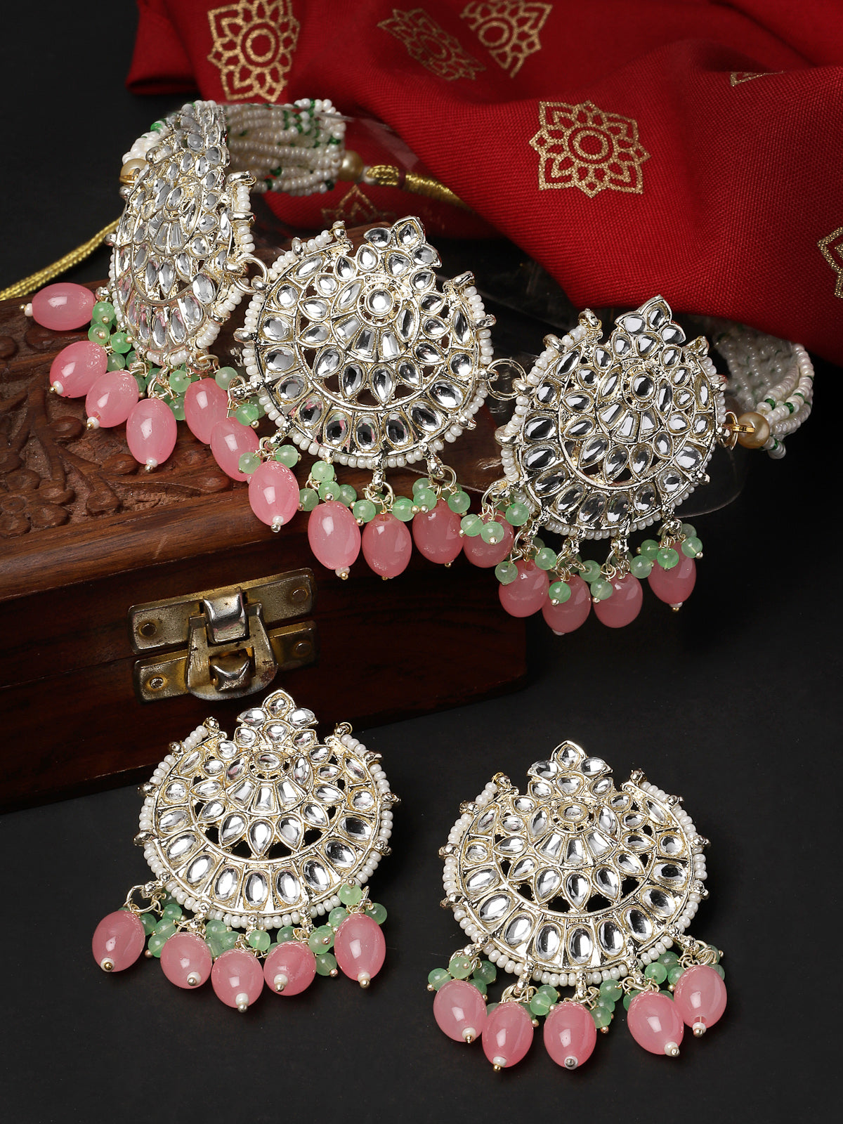 Studio Sukkhi Glam Gold Plated Pink Kundan & Beads Choker Necklace Set For Women NS105812